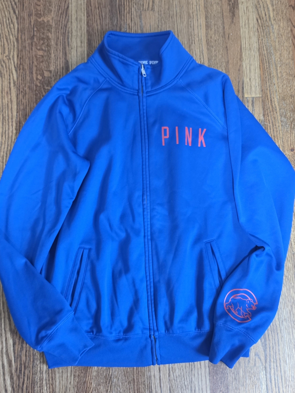 PINK Victoria's Secret Royal Blue Full-Zip Jacket with Pink Logo